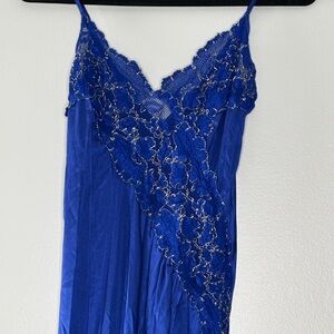 Colesce Couture Lingerie Blue Lace Slip Dress Size M